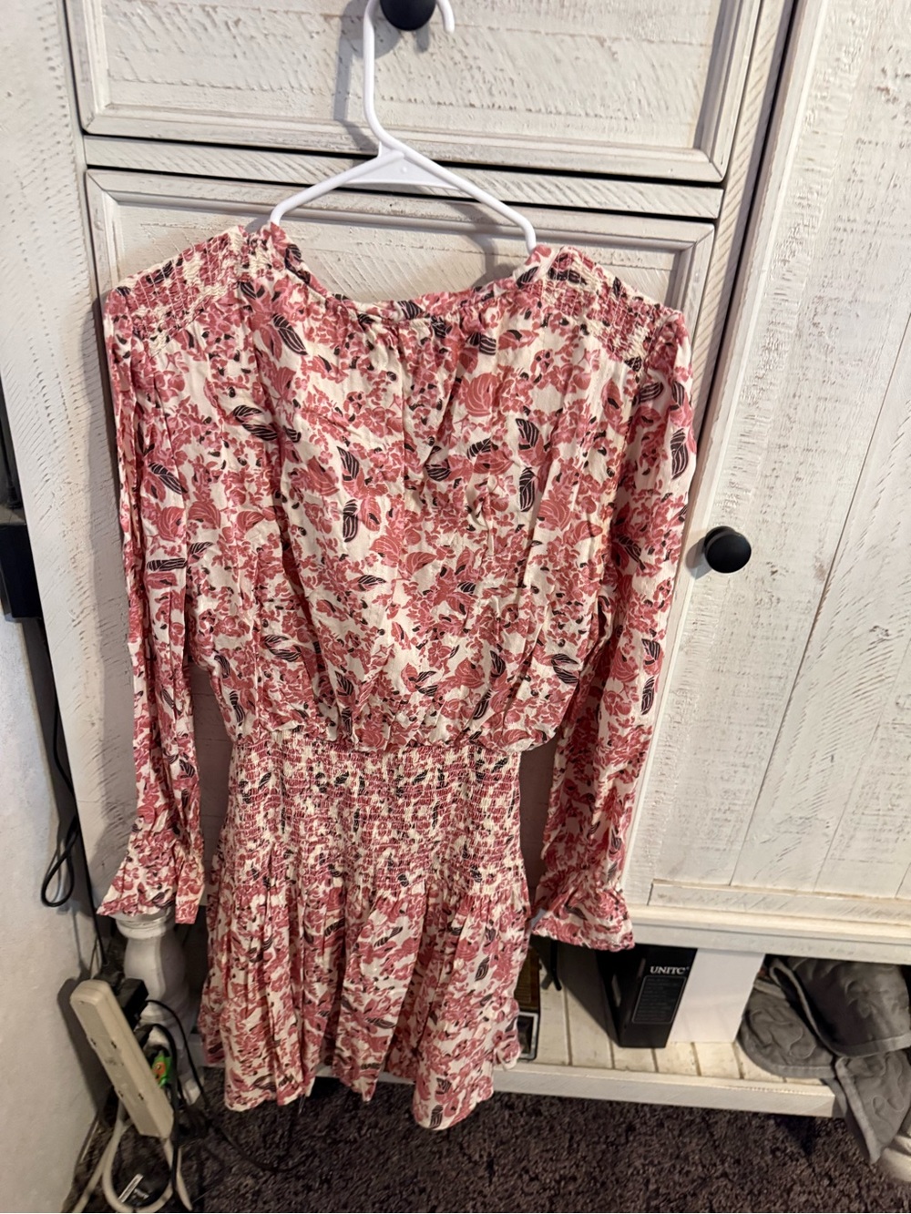 bishop + young Cream and Pink Floral Long-Sleeve Smocked Dress - Picture 2 of 4